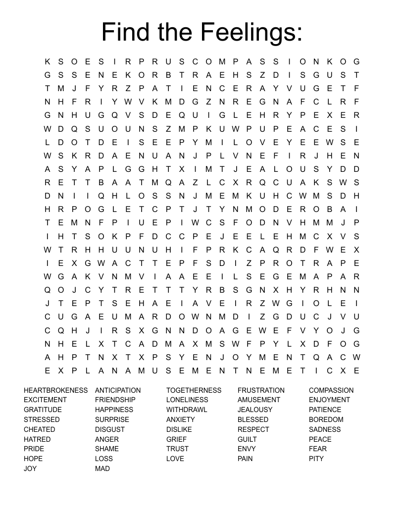 Find the Feelings: Word Search