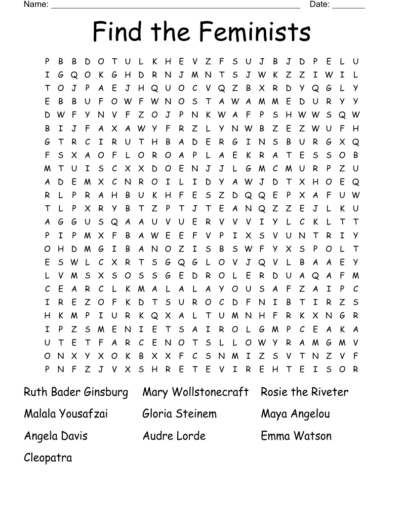 Find the Feminists Word Search