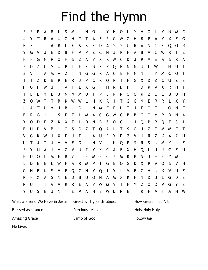 Find the Hymn Word Search