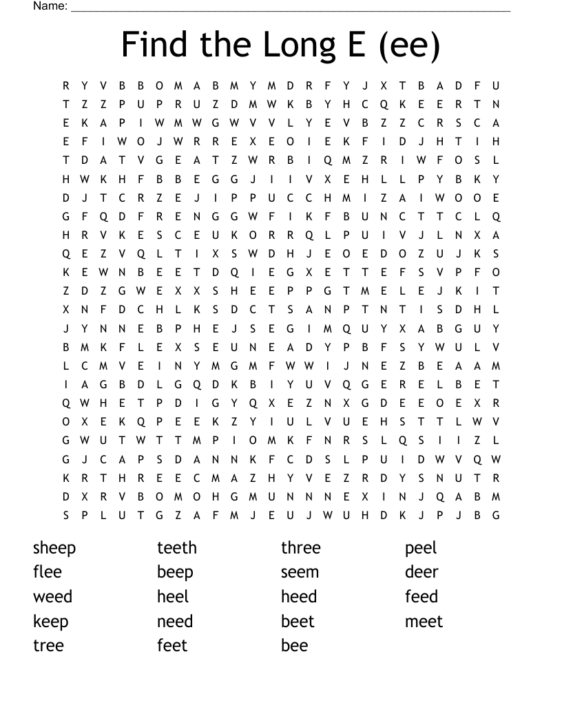 Find the Long E (ee)  Word Search