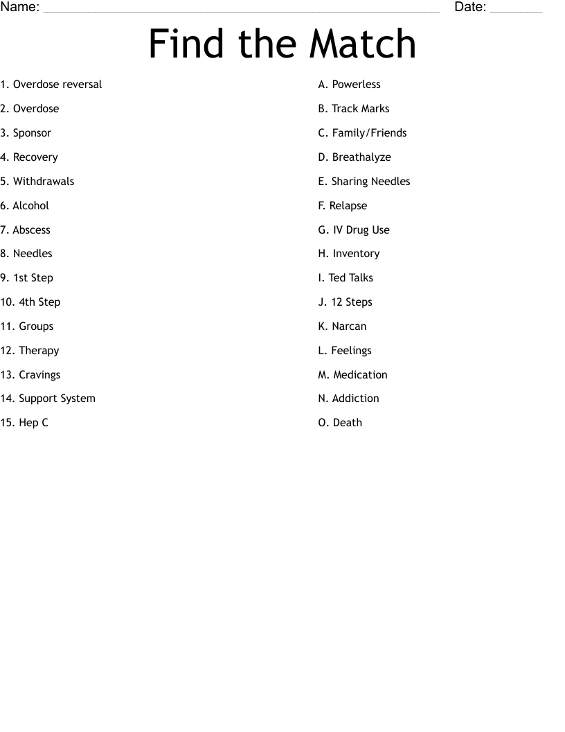 Find the Match Worksheet