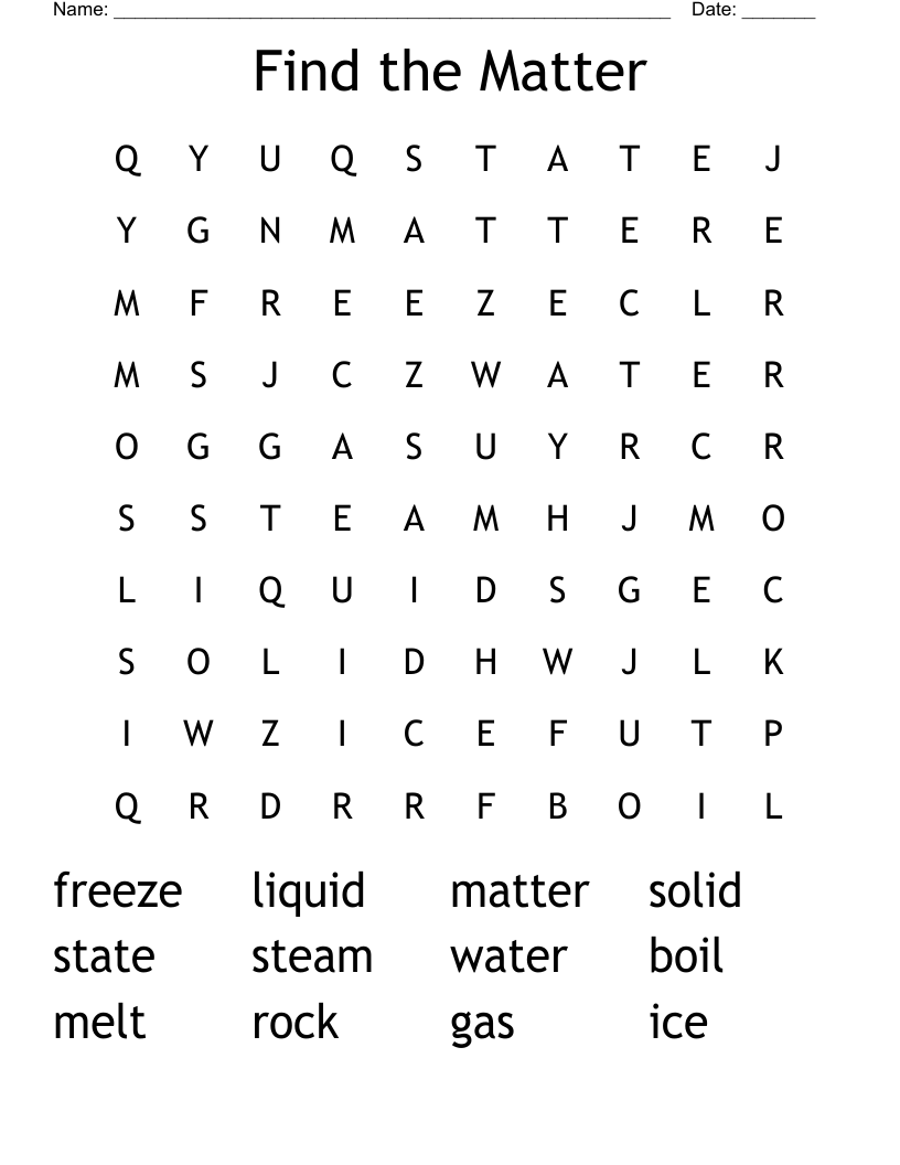 Find the Matter Word Search