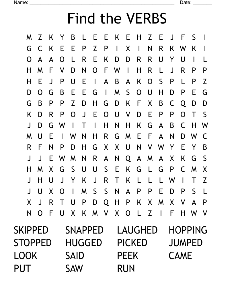 Find the VERBS Word Search