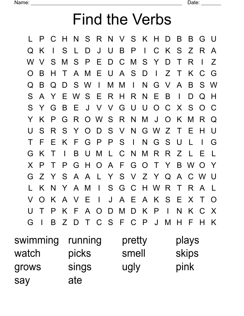 Find the Verbs  Word Search