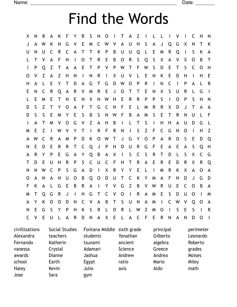 Find the Words Word Search