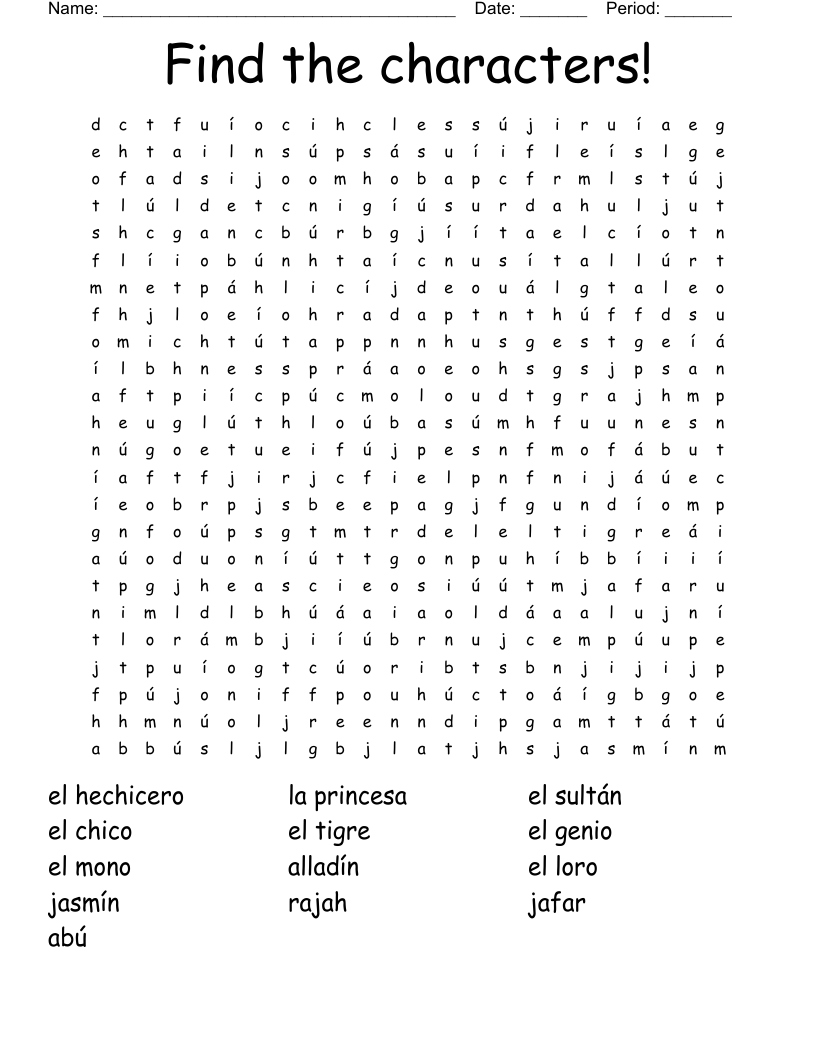 Find the characters! Word Search