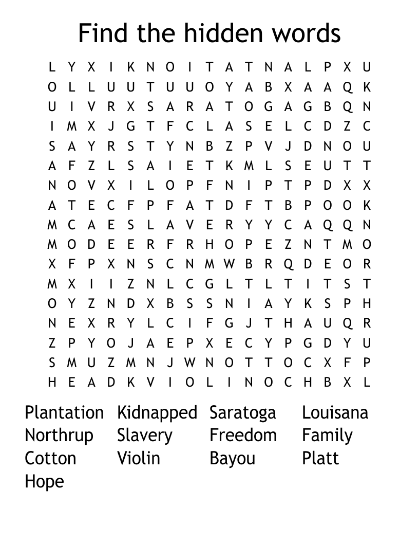 Find the hidden words Word Search