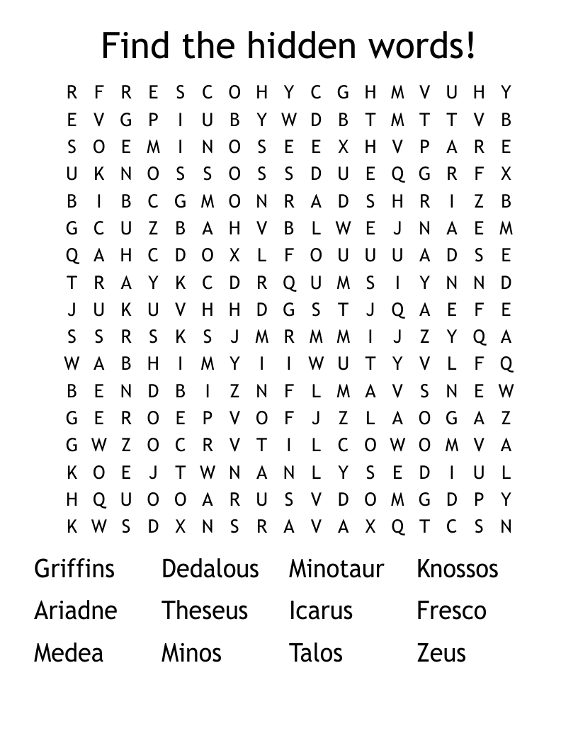 Find the hidden words! Word Search
