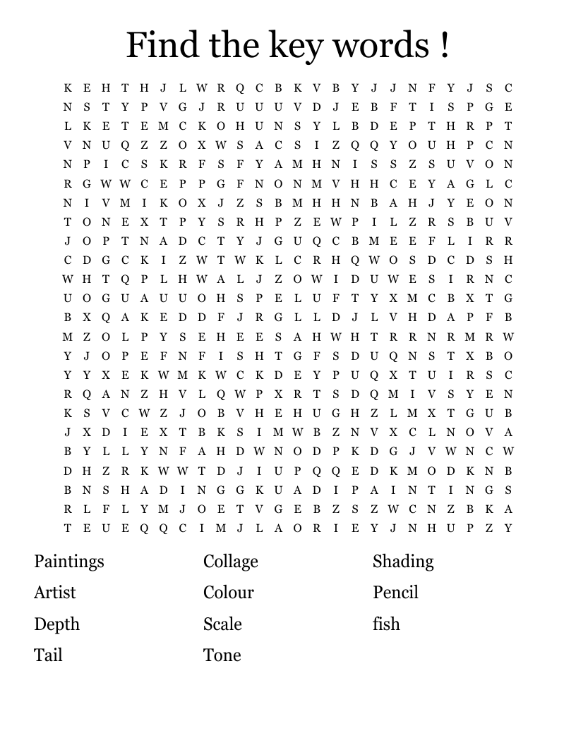 Find the key words ! Word Search