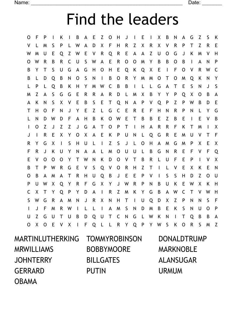 Find the leaders Word Search