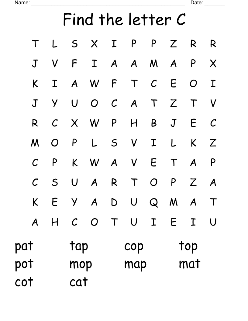 Find the letter C Word Search