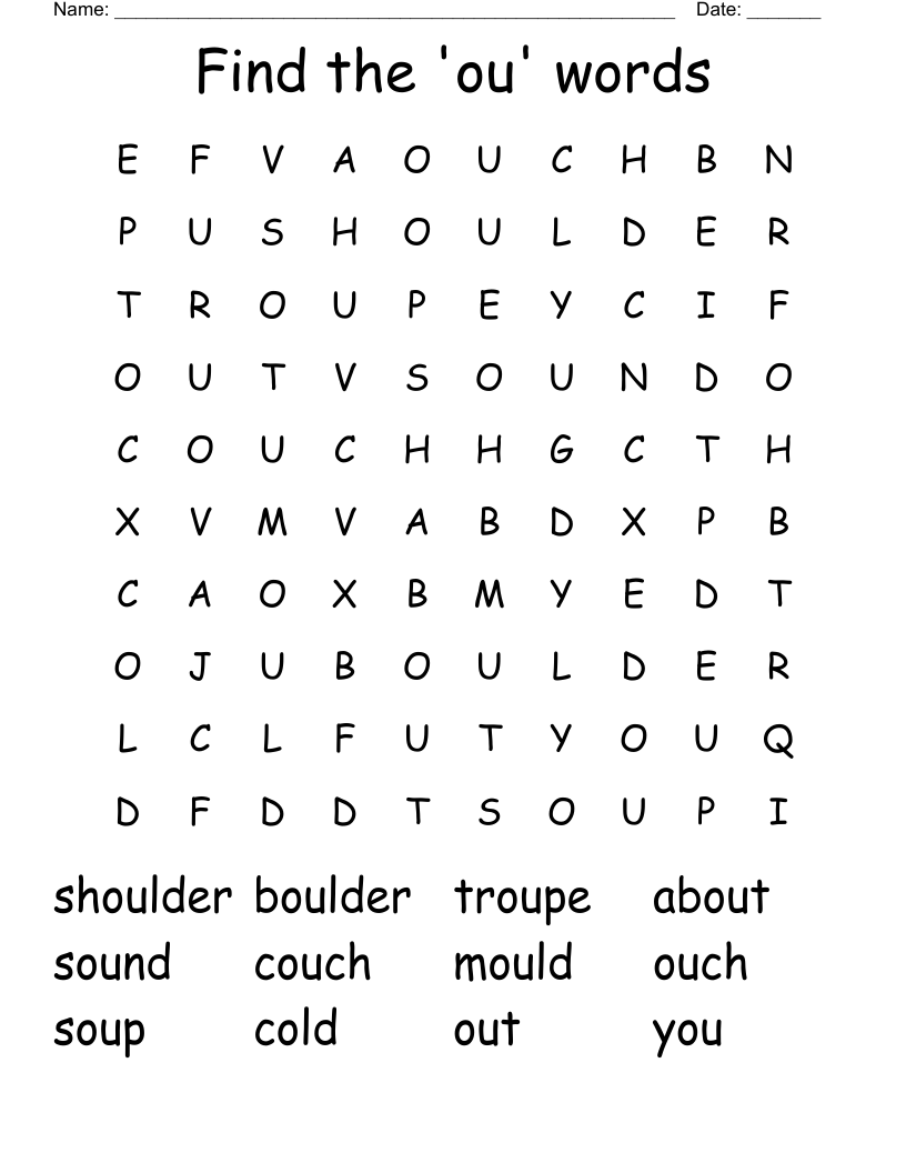 Find the 'ou' words Word Search