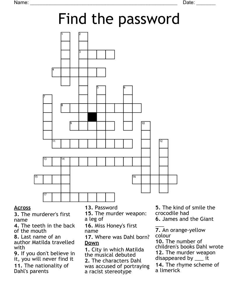Find the password Crossword
