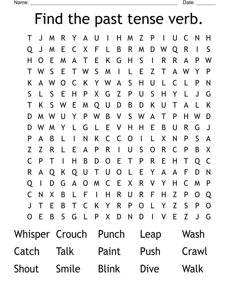 Find the past tense verb. Word Search