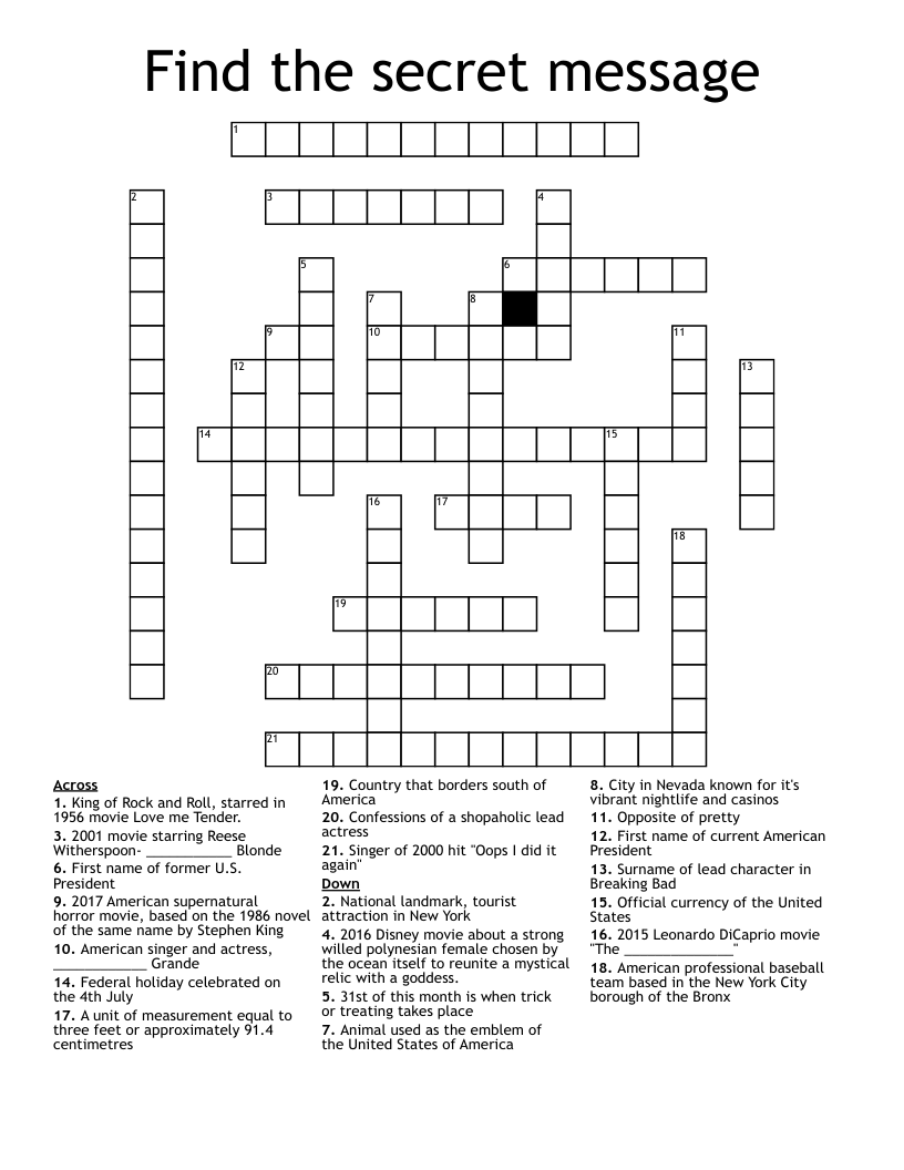 Find the secret message Crossword