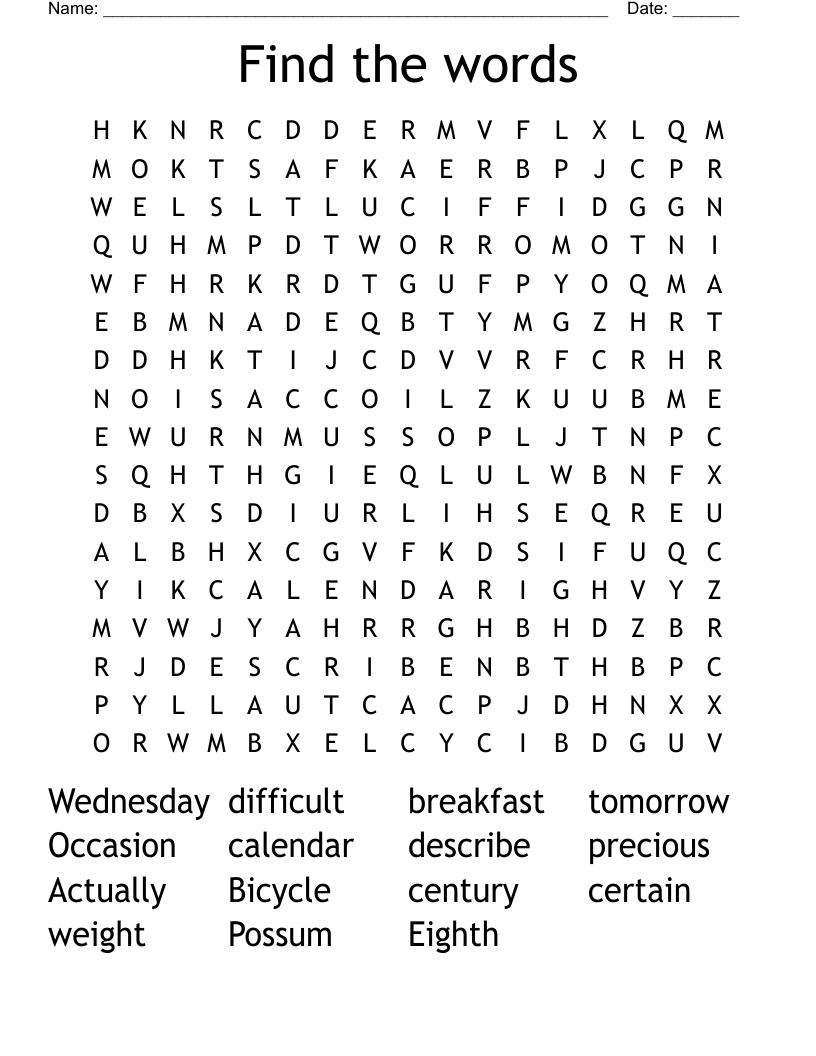 Find the words Word Search