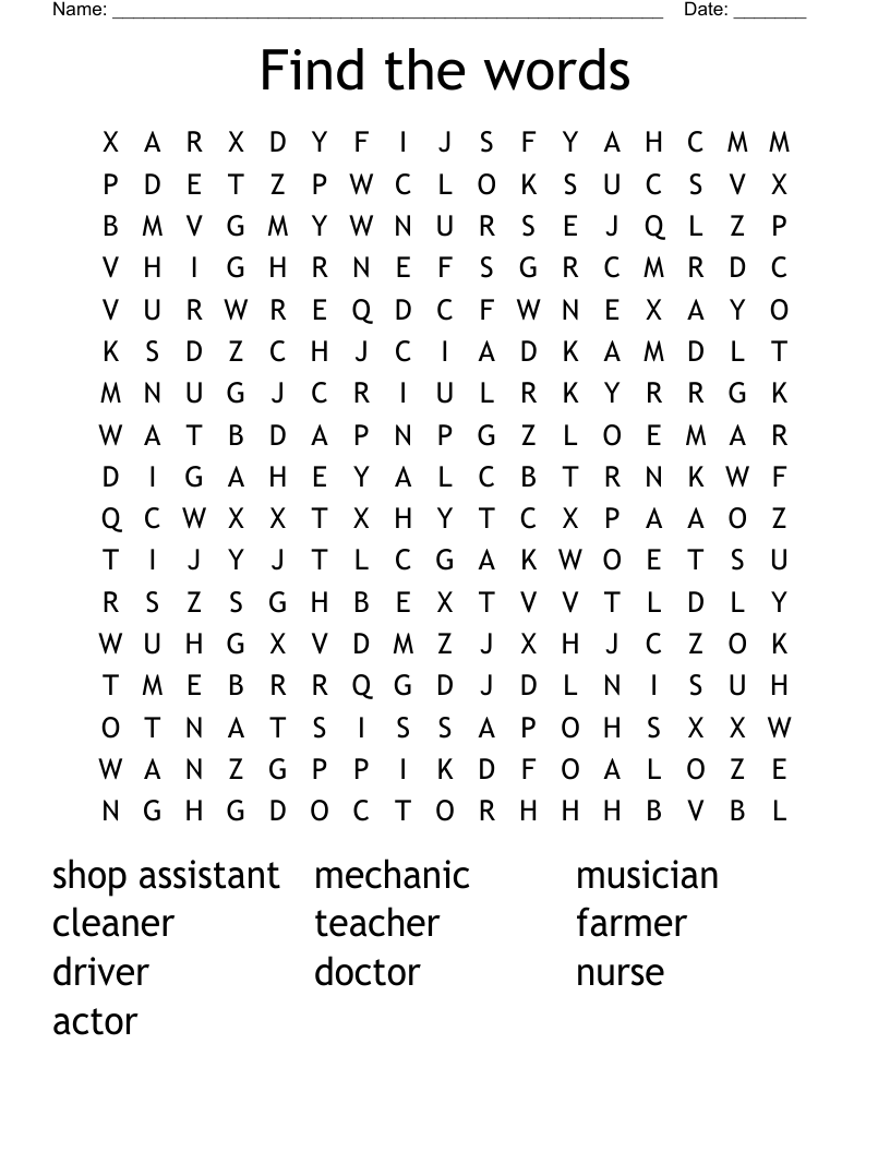 Find the words Word Search