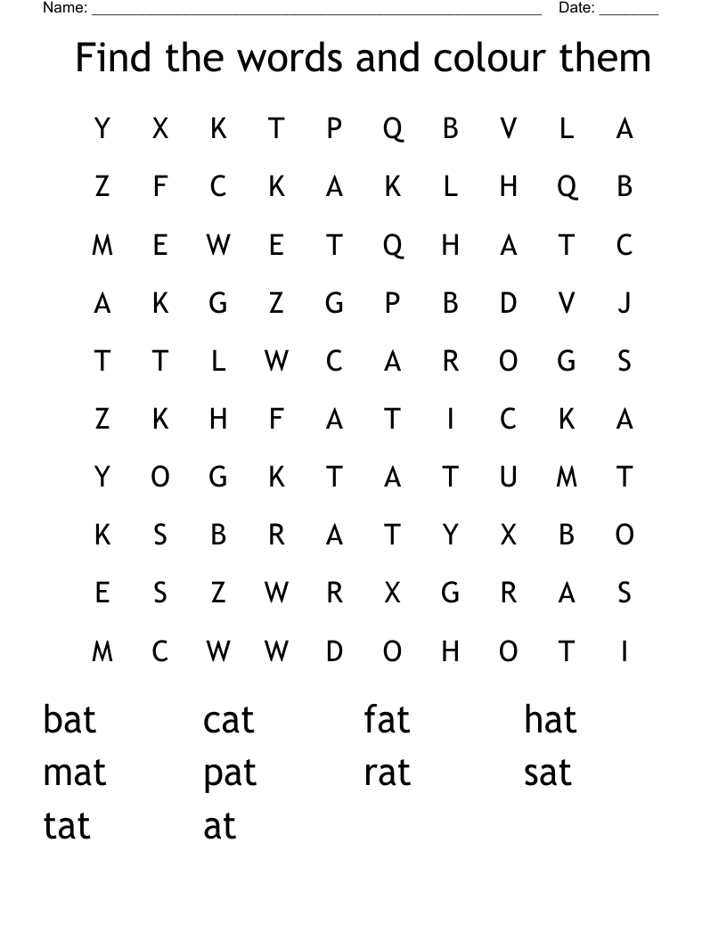 Find the words and colour them Word Search
