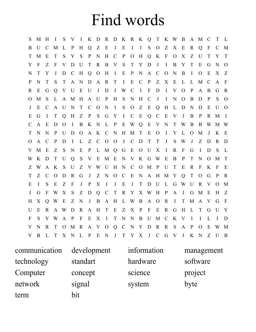 Find words Word Search