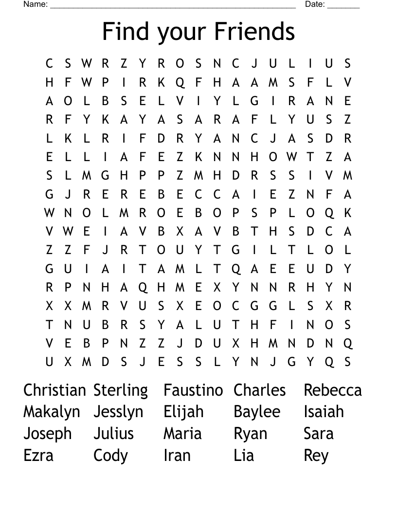 Find your Friends Word Search