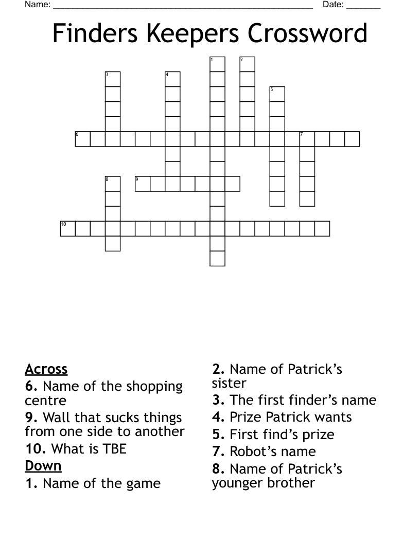 Finders Keepers Crossword 