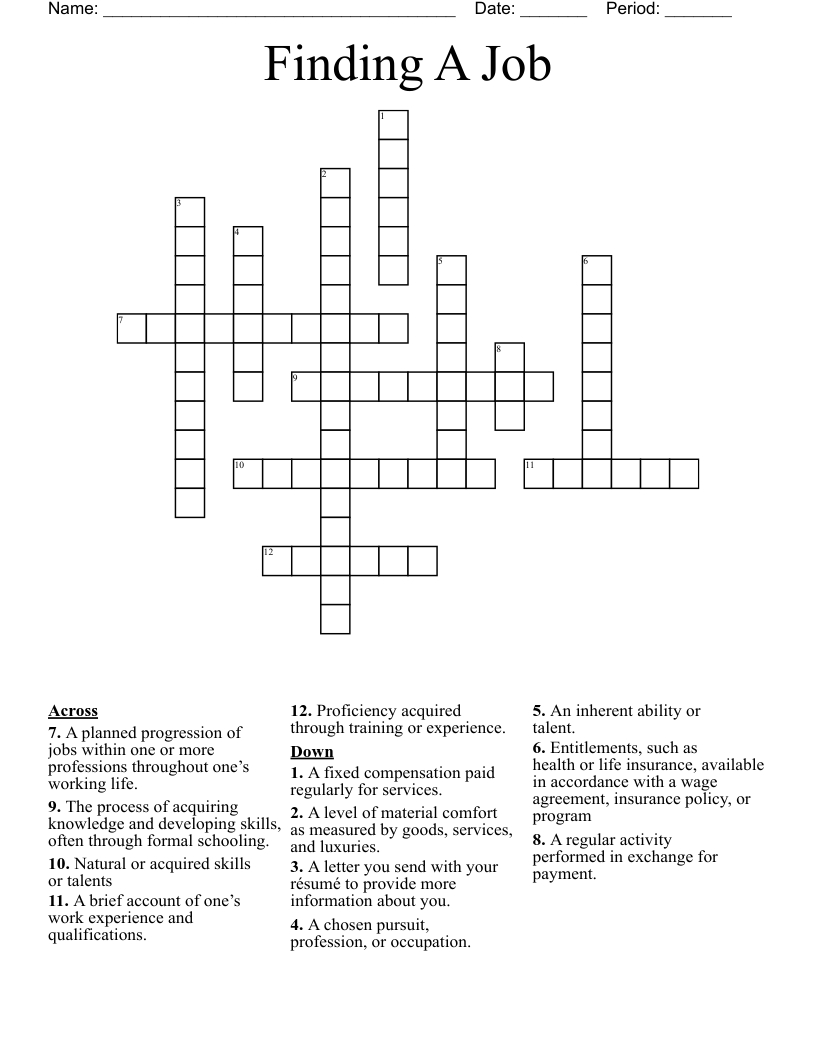 Finding A Job Crossword