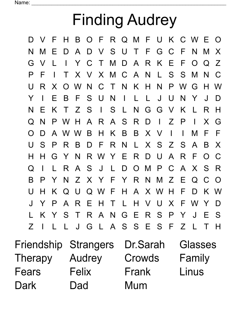 Finding Audrey Word Search