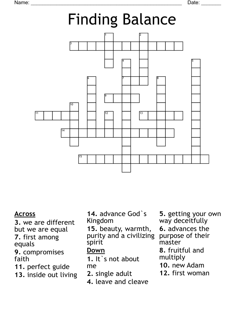 Finding Balance Crossword