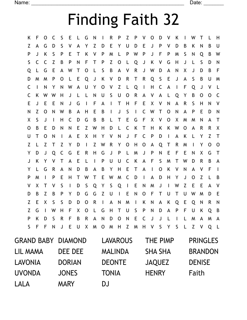 Finding Faith 32 Word Search