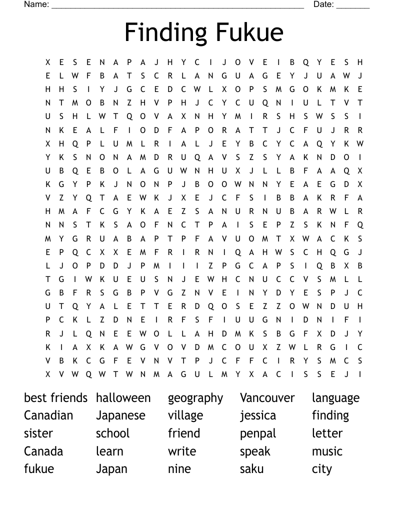 Finding Fukue Word Search