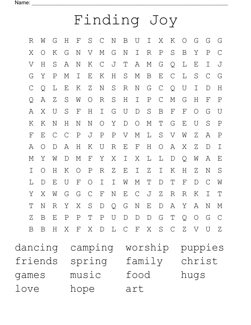 Finding Joy Word Search
