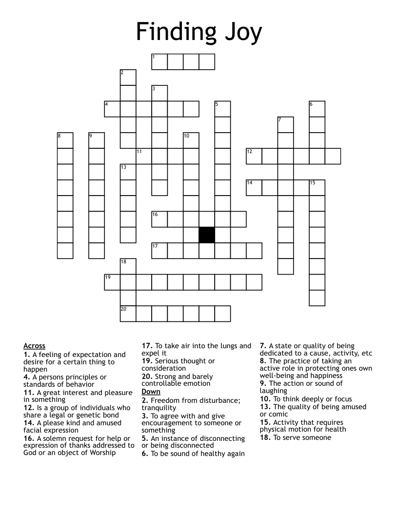 Finding Joy  Crossword