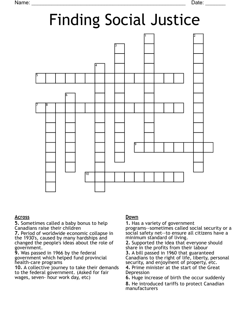 Finding Social Justice Crossword