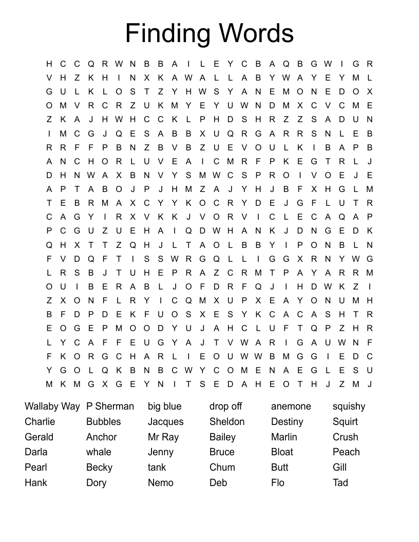 Finding Words Word Search