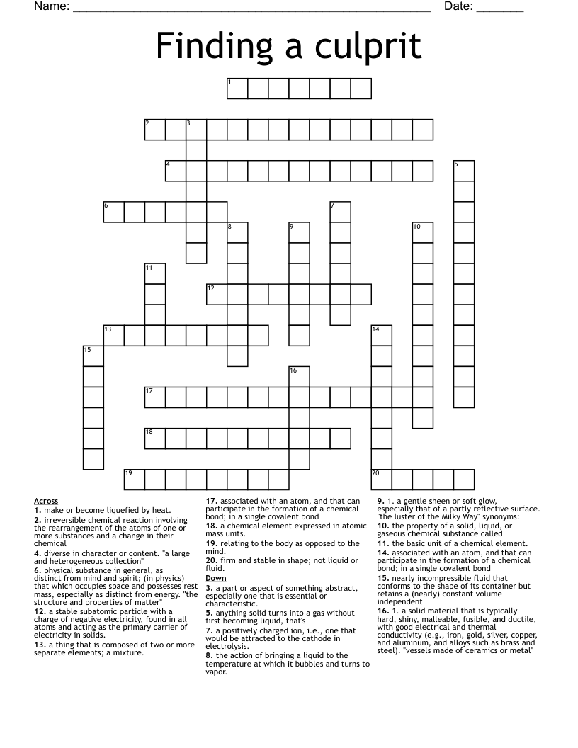Finding a culprit  Crossword