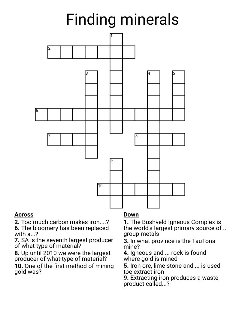 Finding minerals  Crossword