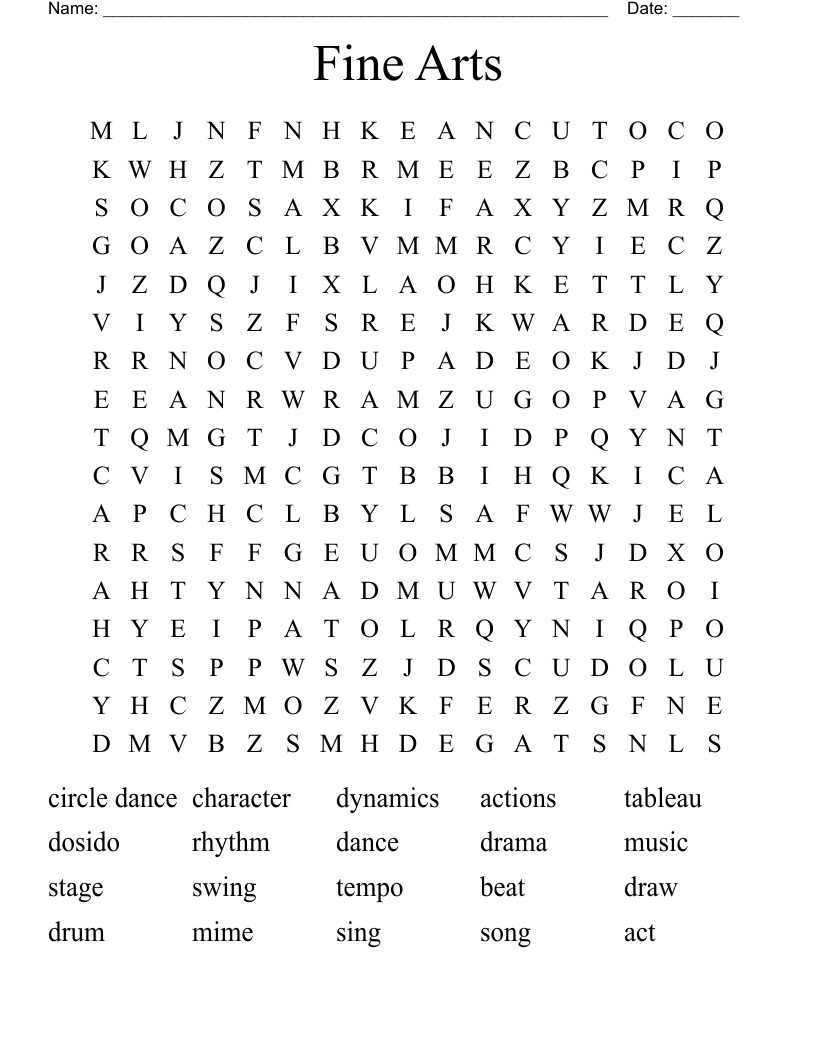 Fine Arts Word Search