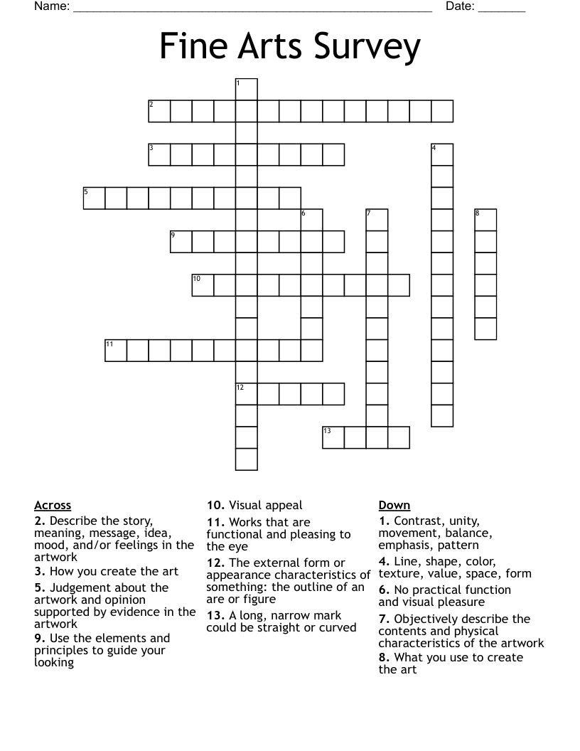 Fine Arts Survey Crossword