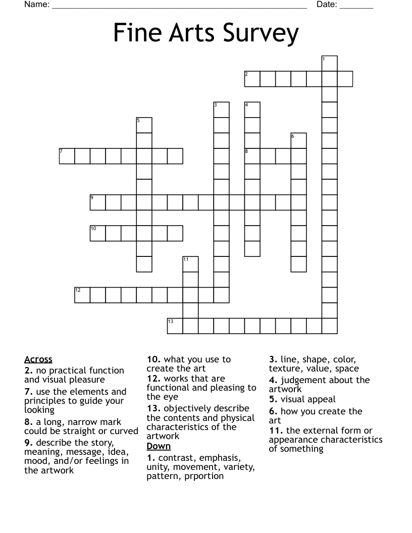 Fine Arts Survey Crossword