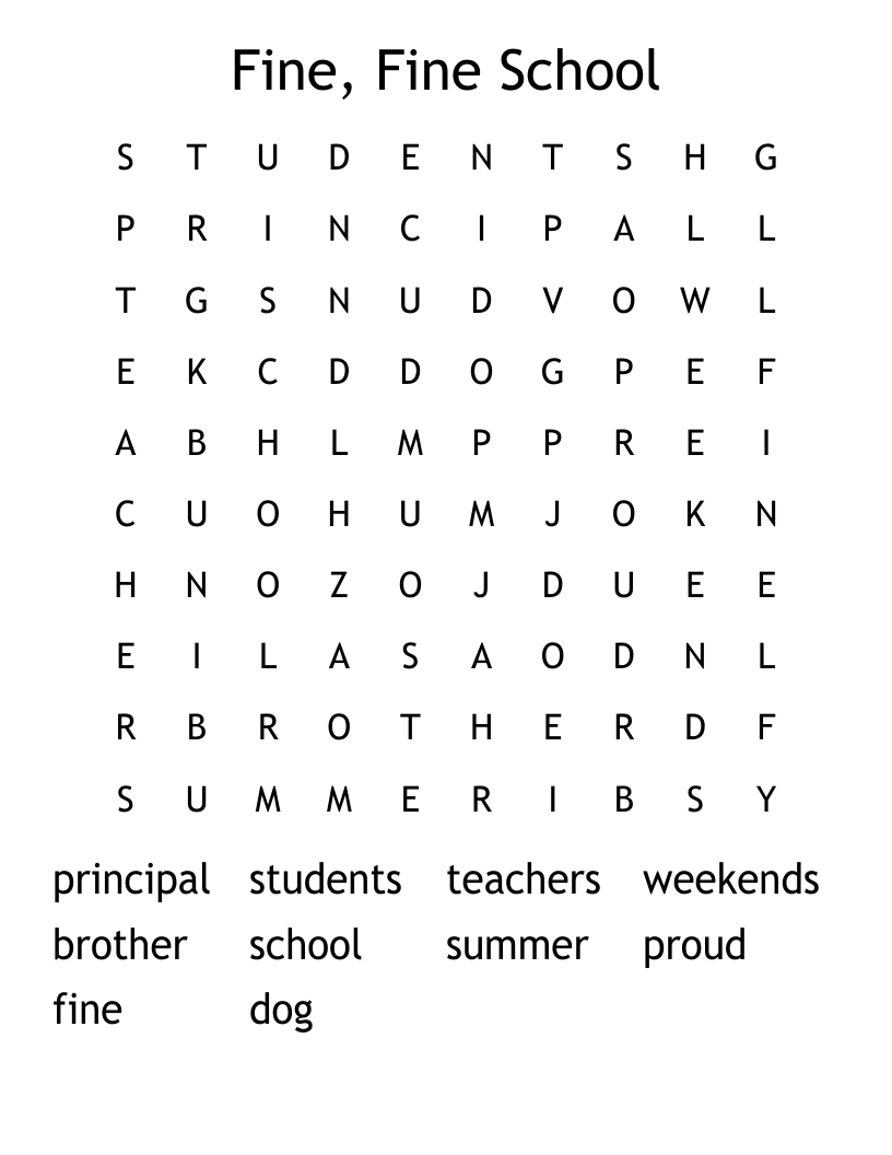 Fine, Fine School Word Search