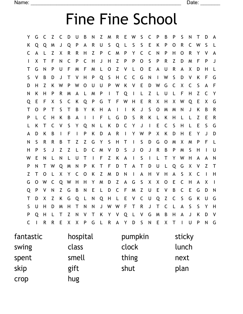 Fine Fine School Word Search