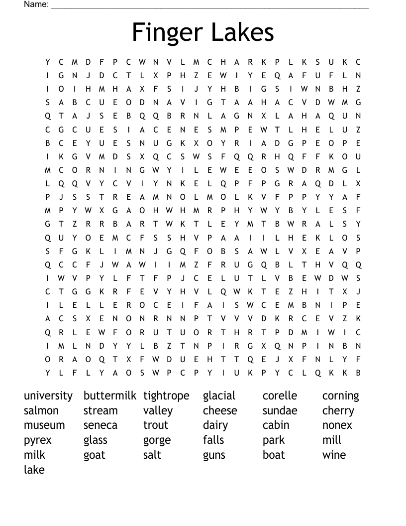 Finger Lakes Word Search