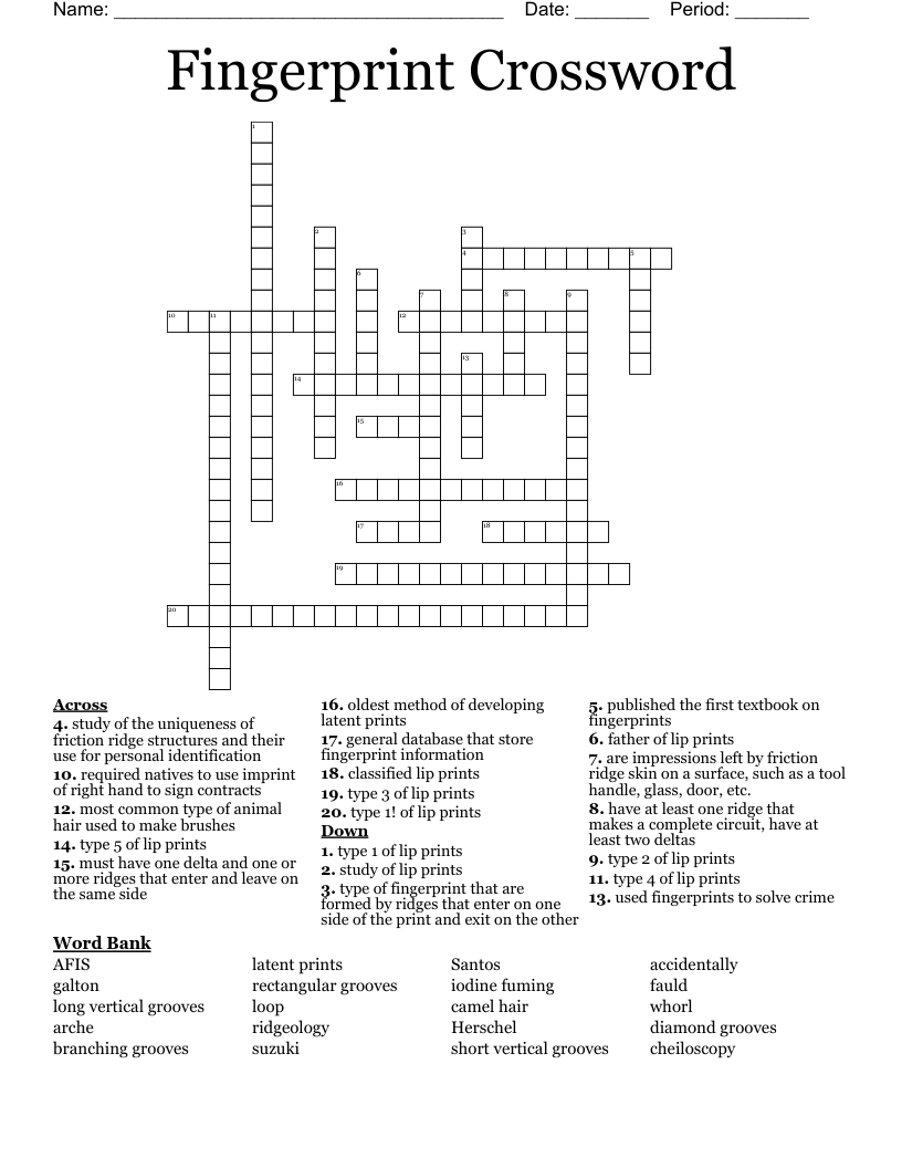 Fingerprint Crossword