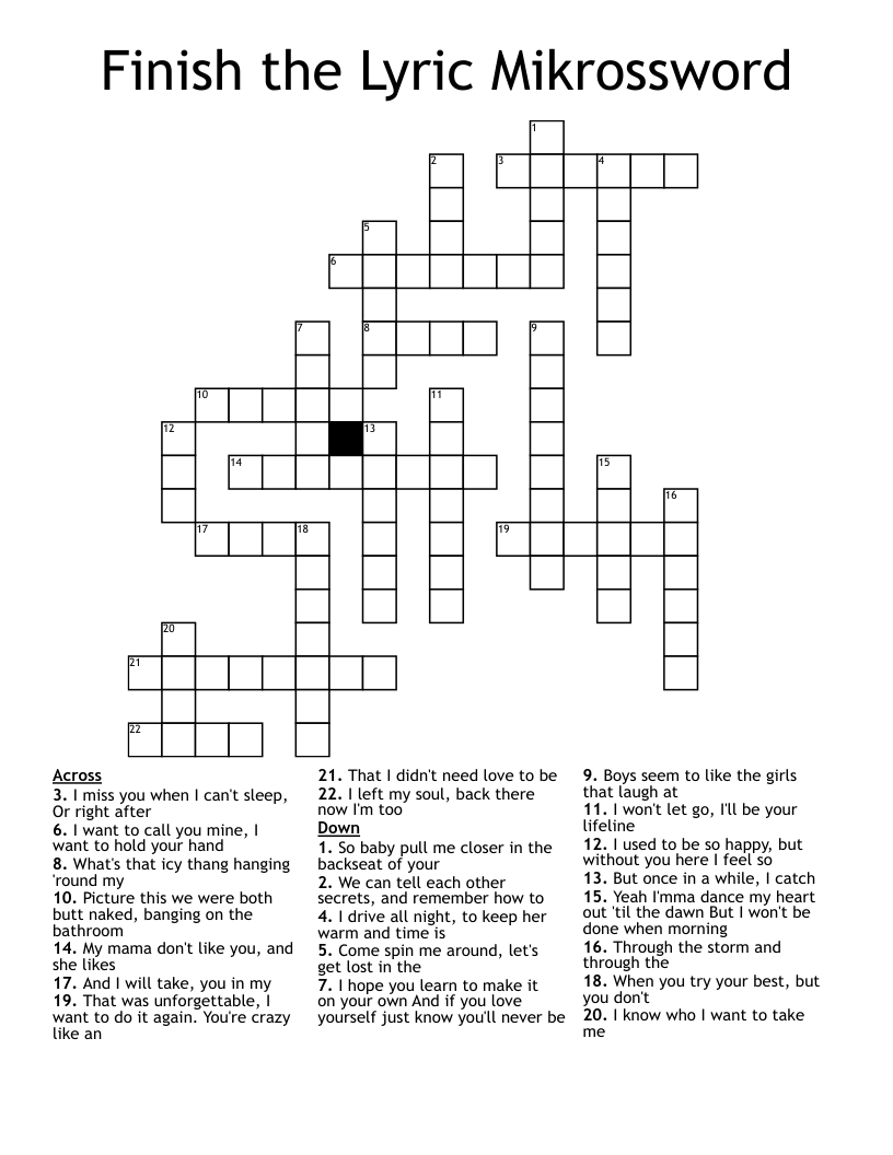 Finish the Lyric  Mikrossword Crossword