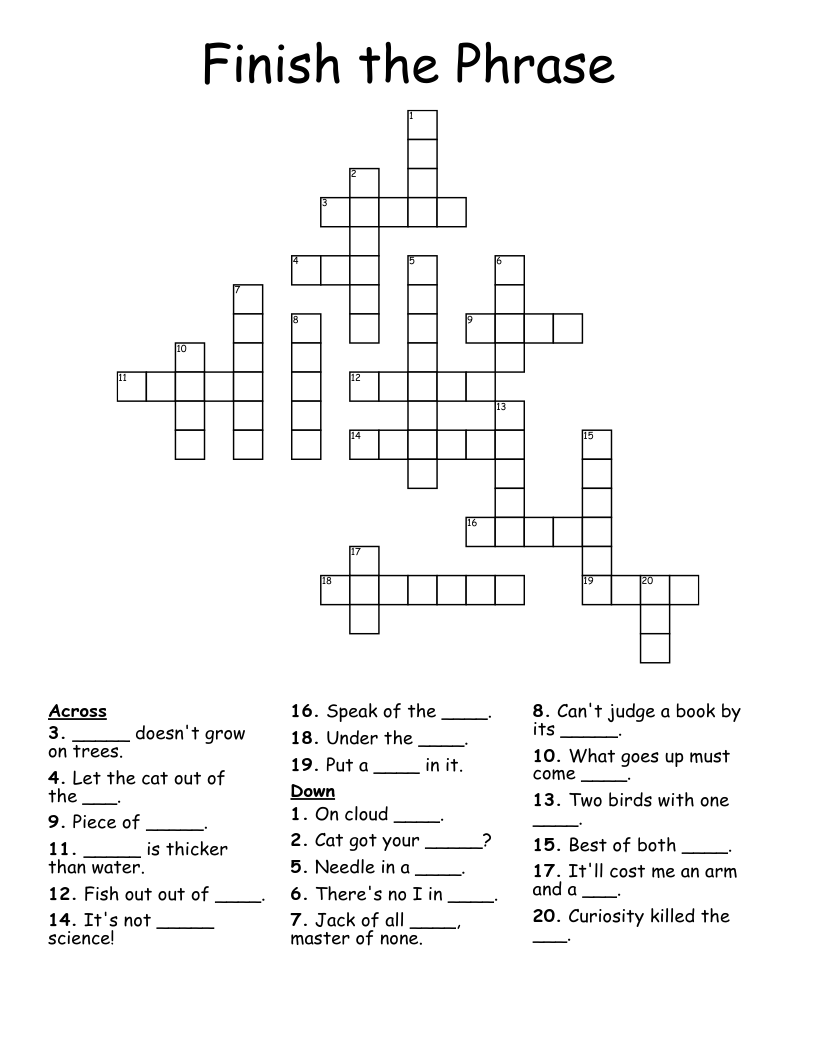 Finish the Phrase Crossword