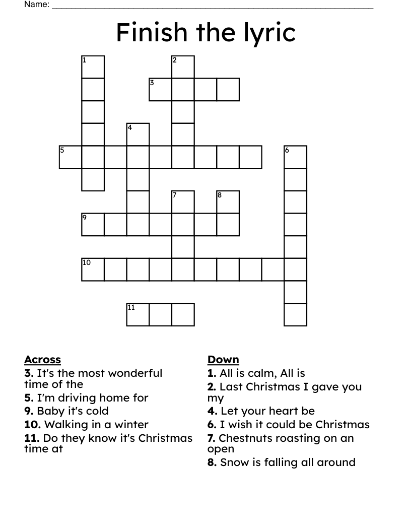 Finish the lyric Crossword