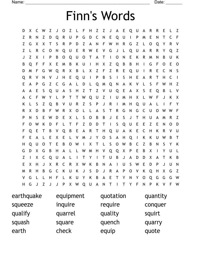 Finn's Words Word Search