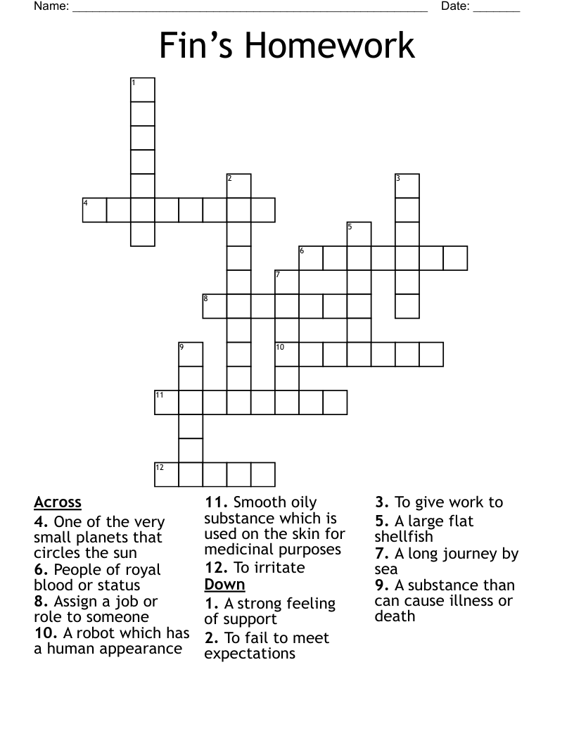 Fin’s Homework Crossword