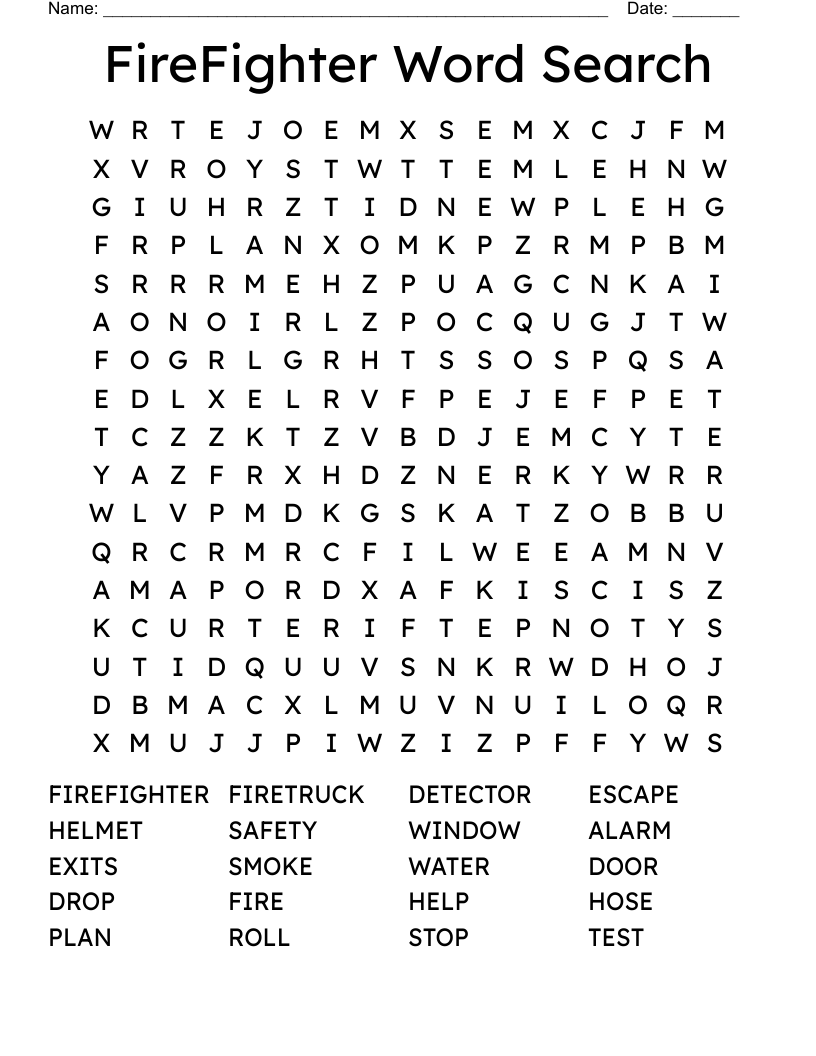 FireFighter Word Search 