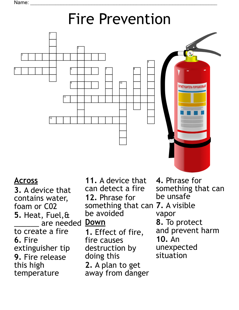 Fire Prevention  Crossword